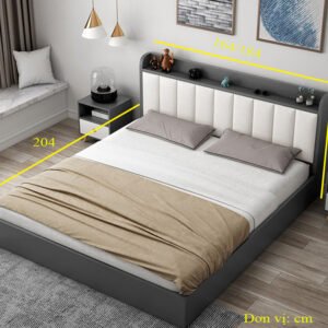 Giường Ngủ Với Kệ Trang Trí Đầu Giường Đẹp Mắt GH-11008