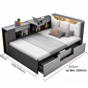 Giường Ngủ Đa Năng Kèm Kệ Sách GH-11055
