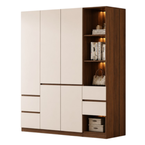 Tủ Quần Áo Cánh Phẳng Kết Hợp Kệ Trang Trí Hiện Đại GH-13091