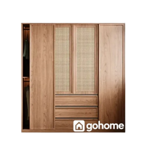 Tủ áo cửa lùa điểm cánh mây nổi bật – Tinh tế và cá tính trong từng đường nét GH-13015