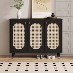 Tủ giày gỗ 3 cánh đan mây sang trọng – KGB-6000