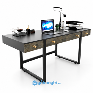 Bàn làm việc 1m8 khung sắt 3 ngăn kéo Industrial KGB-4034