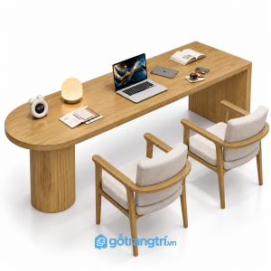 Bàn làm việc gỗ bo tròn một đầu hiện đại KGB-4049