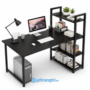 Bàn làm việc kèm kệ sách 140cm khung sắt hiện đại KGB-4046