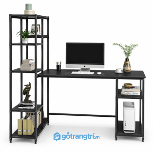 Bàn làm việc khung sắt liền kệ sách hiện đại KGB-4042