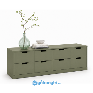 Kệ tivi thấp 8 ngăn kéo màu xanh rêu hiện đại KGB-3003