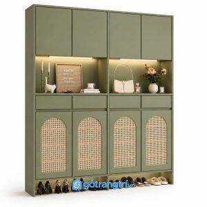 Tủ giày cánh mây màu xanh olive hiện đại KGB-5026
