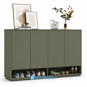 Tủ Giày Màu Xanh Olive Cánh Phẳng Hiện Đại KGB-5047