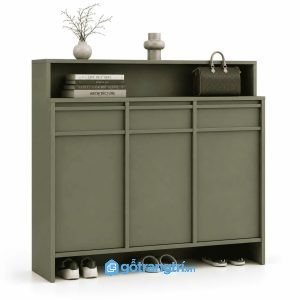 Tủ Giày Màu Xanh Olive Có Kệ Trang Trí Hiện Đại KGB-5055