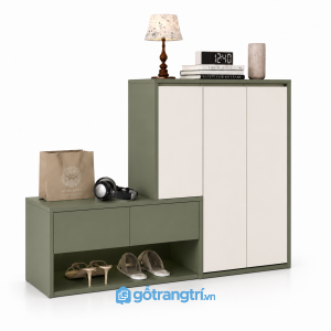 Tủ giày màu xanh olive kết hợp ghế ngồi KGB-5072