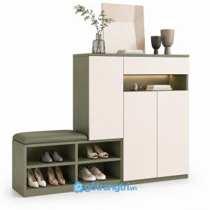 Tủ giày xanh olive có ghế ngồi KGB-5073