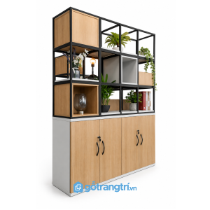 Tủ hồ sơ kết hợp kệ trang trí hiện đại KGB-2019