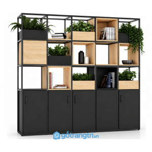 Tủ hồ sơ khung sắt kết hợp kệ trang trí hiện đại KGB-5011