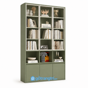 Tủ Sách Màu Xanh Olive Cánh Kính Hiện Đại KGB-5012